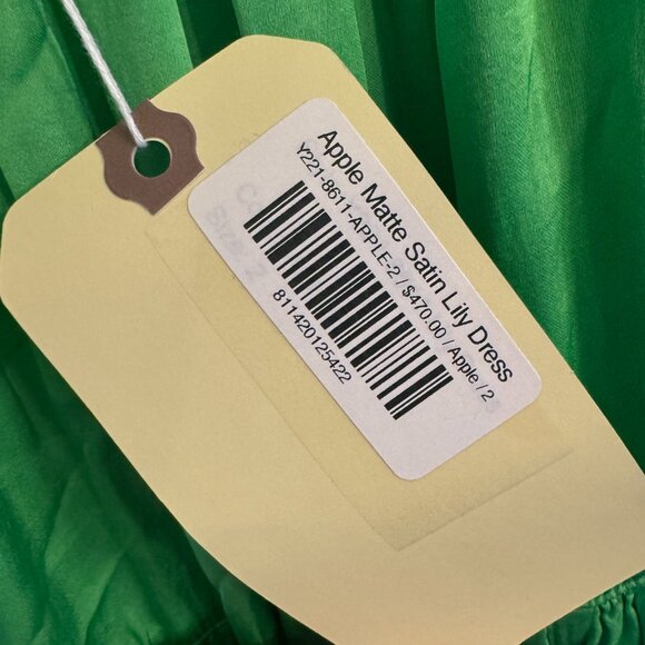 Raquel Allegra Apple Green Satin Dress Size 2 (Medium) NEW - Picture 10 of 12